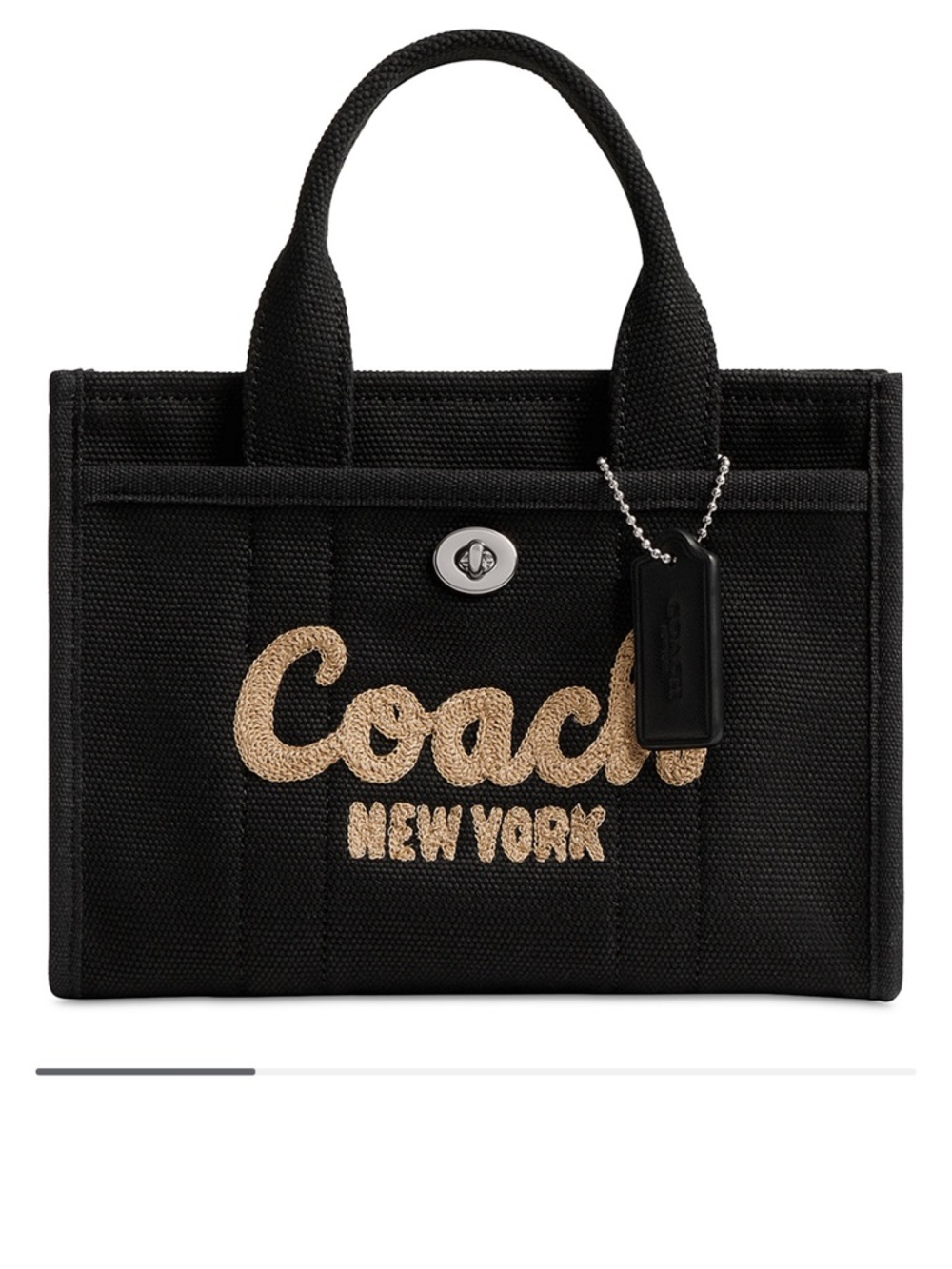 Coach Black Canvas Mini Tote with Gold Script Logo